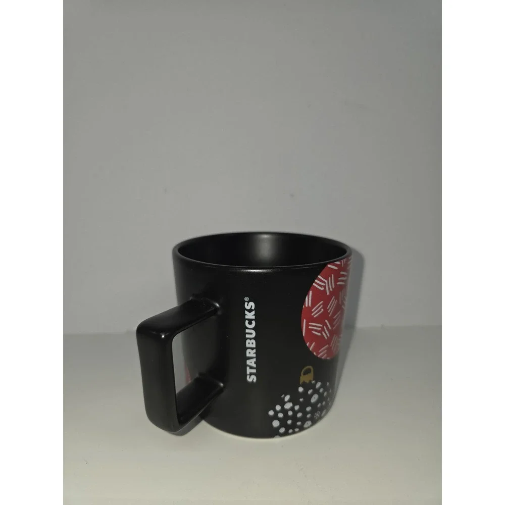 Starbucks Christmas Ornaments Retro MCM 2016 Coffee Mug Cup 14oz Black